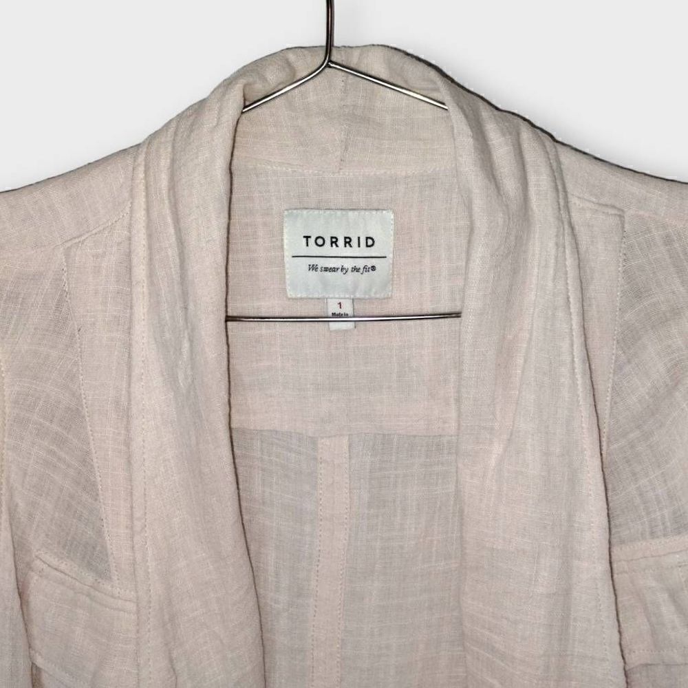 Torrid Womens Vest Top Sz 8 Linen Cargo‎ Waist Tie Natural Pale Pink Pockets - Picture 6 of 11